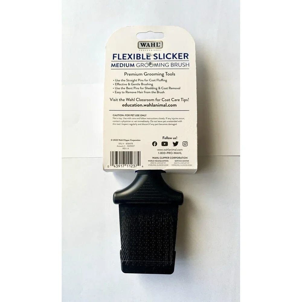 NEW Wahl Flexible Double-Sided Slicker Medium Grooming Brush Dogs 858478 NWT